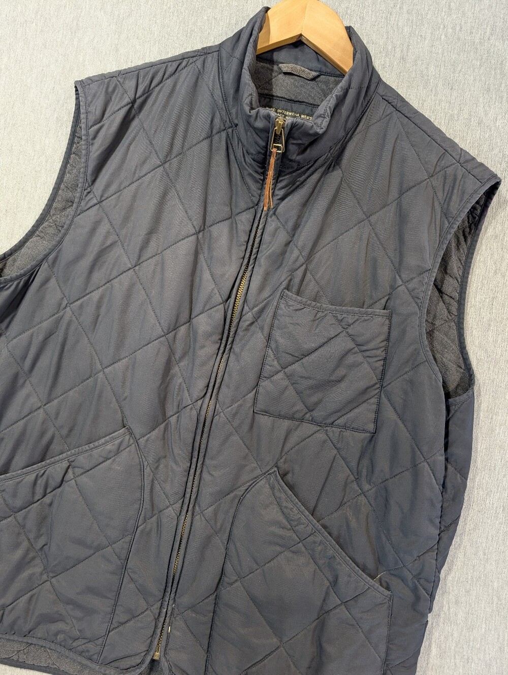 J.Crew Quilted Primaloft Insulated Vest Men's XL Black Full Zip